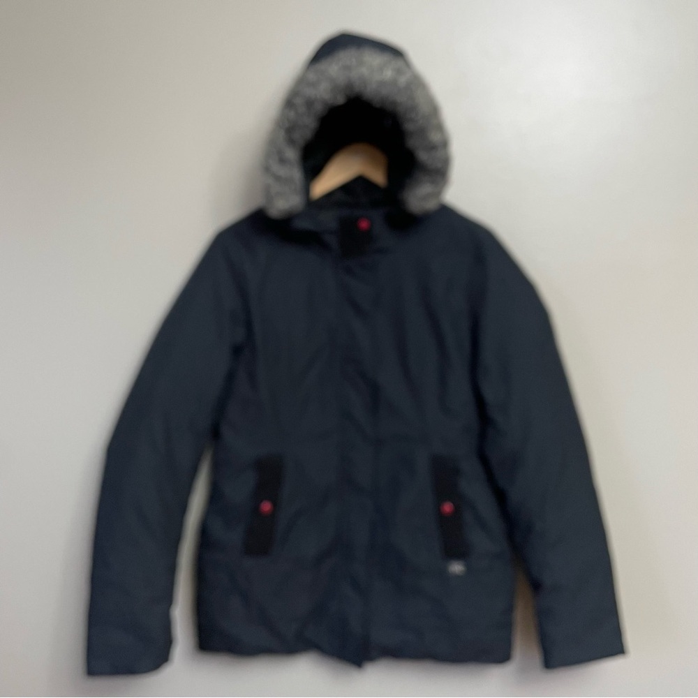 Oakley Women’s size small duck down filled Coat black red hood ski winter snow